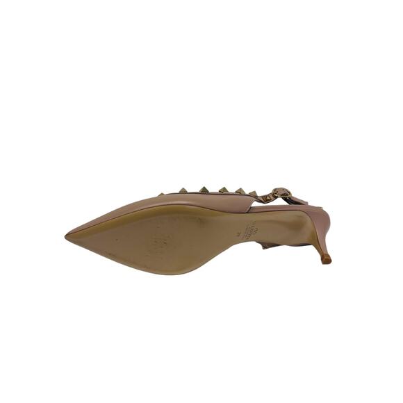 VALENTINO Pink Leather Rockstud Slingback Pointed Toe Pump Heels Size EU 39 US 9 - Picture 3 of 7